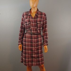 FREE PEOPLE | red plaid shirt dress